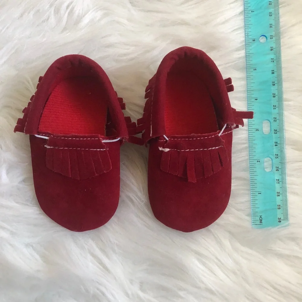 Red-burgandy 6-12M baby moccasins